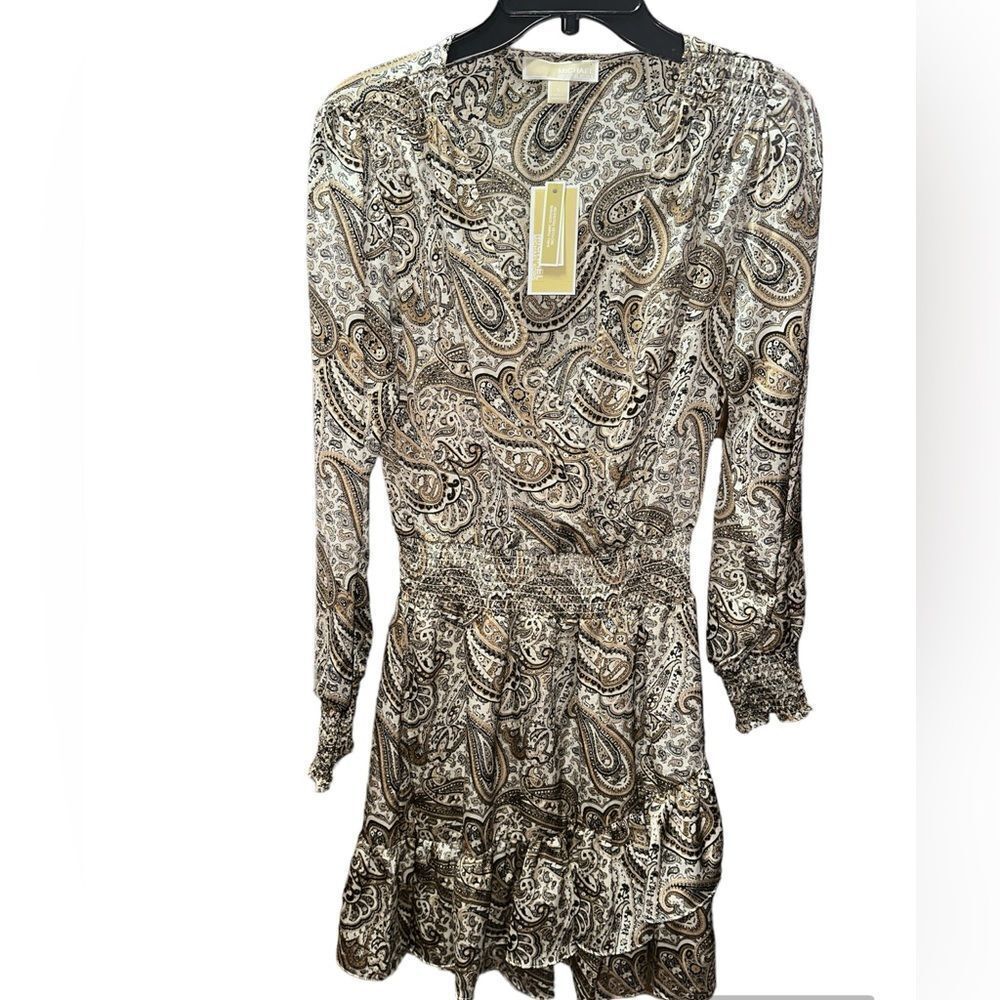 NWT Michael Kors Paisley Long Sleeve dress - sz Small - Family photo look - Picture 4 of 5